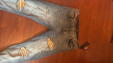 Amiri MX1 Distressed Jeans with Leather Patches
