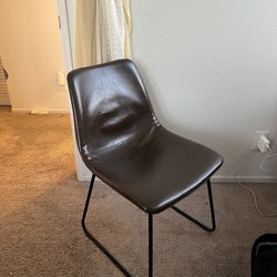 Modern Brown Faux Leather Accent Chair