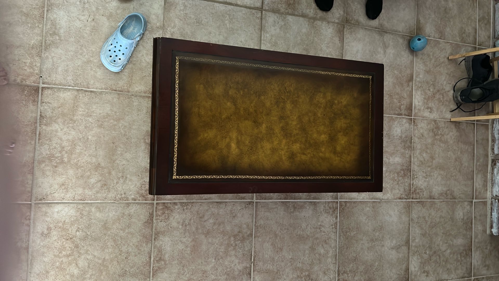 Vintage Leather top Coffee Table