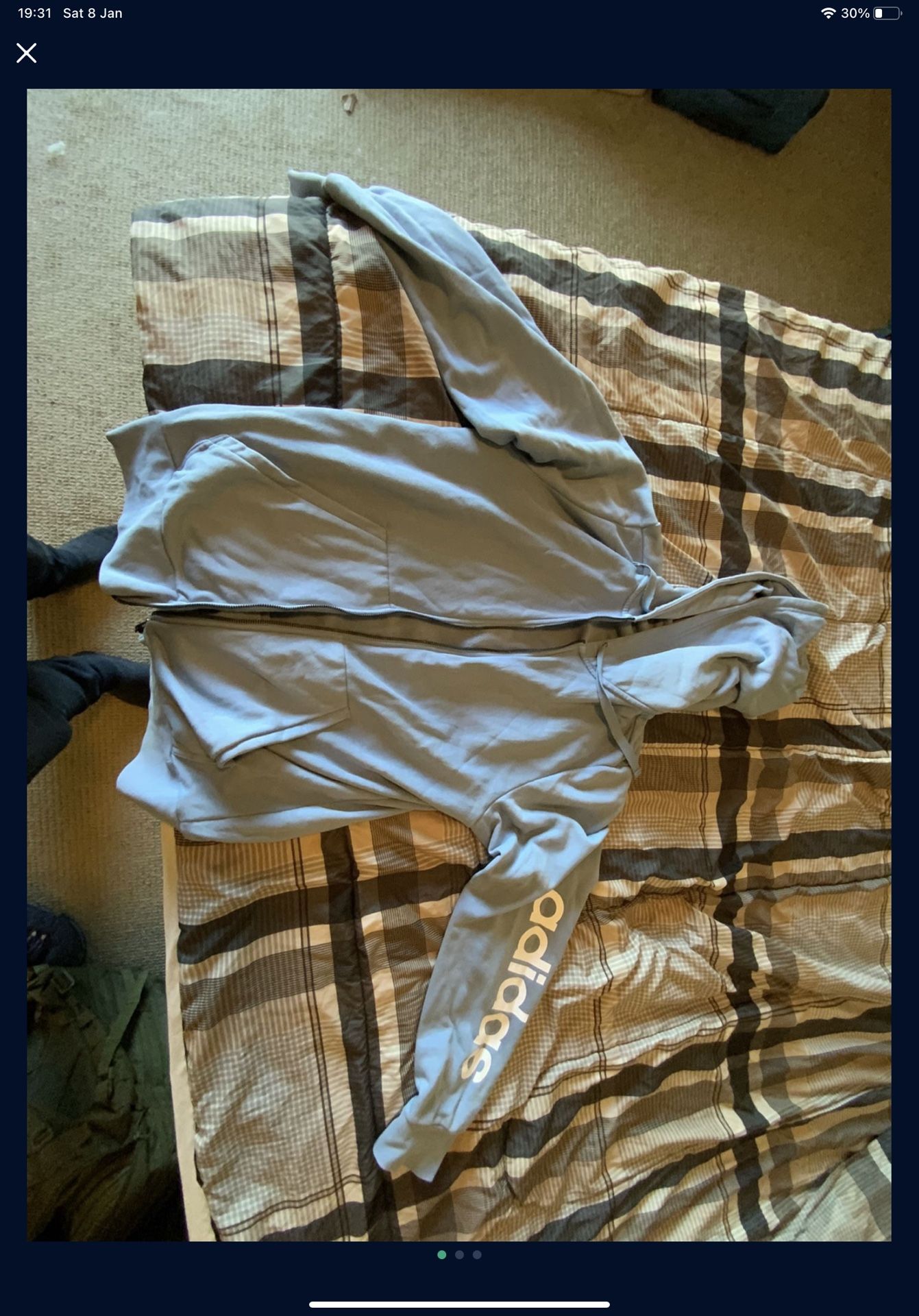 Adidas Light Blue Hoody Men’s Large Hoodie