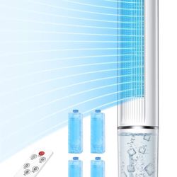 Evaporative Air Cooler, Swamp Cooler w/ 3 Speeds & 4 Modes, 42-INCH Air Cooler for Room up to 250 Sq. Ft, 12H Timer, LED Touch Screen & Remote, 4 Ice