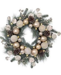 Pre-Lit Christmas Wreath with Ornaments
