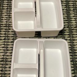 Two White Plastic Storage Organization Containers 