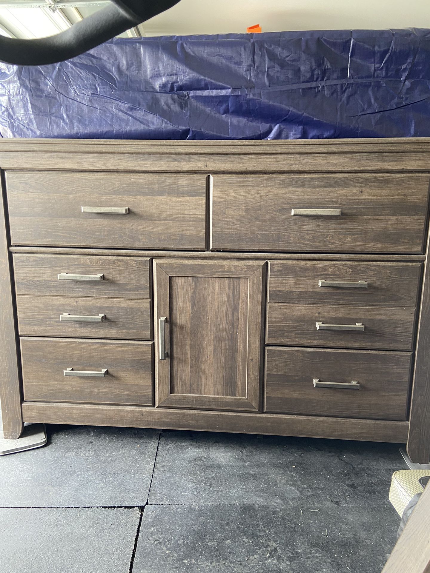 Dark Brown Wood Dresser With Mirror