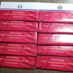 Dealer’s Lot – (10) 1987 U.S. Mint Sets with Original Government Packaging (OGP)