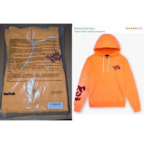 NEVER USED. "Twitch" Brand Unisex Orange Hoodie Size Medium