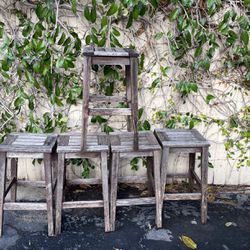 Pottery Barn Outdoor  Wooden Stools
