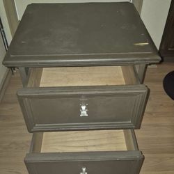 Dark two-drawer nightstand