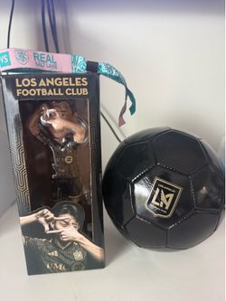 Son bobble head, Lafc ball and field club wristband