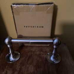 Pottery Barn Sussex Nickel Polished Toilet Paper Holder (New)