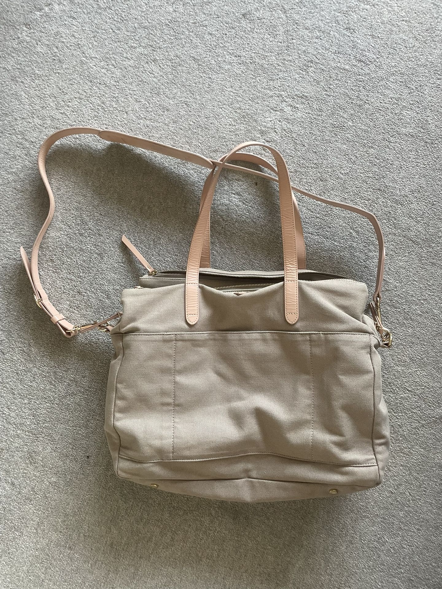 Cuyana Weekender canvas and leather travel bag