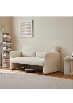 59.1" Modern Loveseat Sofa,2 Seater Sofa Chair Sherpa Fabric Love Seat Couch    S8 MDS-S015-BG