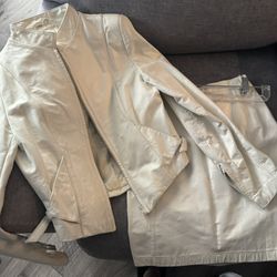 Vintage 80’s Wilson White Leather Jacket And Skirt 