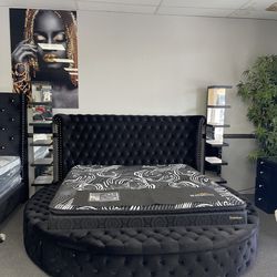 Black Velvet Round Bed Frame