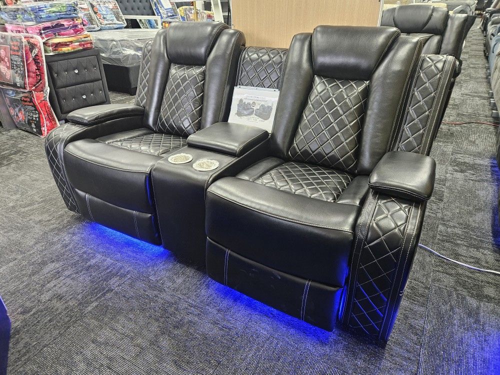 No Credit Needed Brand New Black Electric Recliner Sofa Loveseat Special