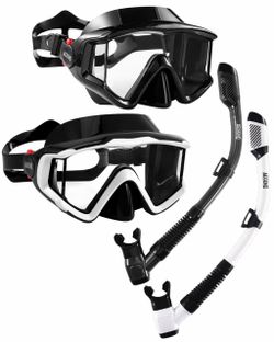 Brand New Aegend 2 Pack Snorkeling Gear for Adults, Dry Snorkel Set Panoramic View Enhanced Anti-Leak and Anti-Fog Technology, Adjustable Strap for Sn