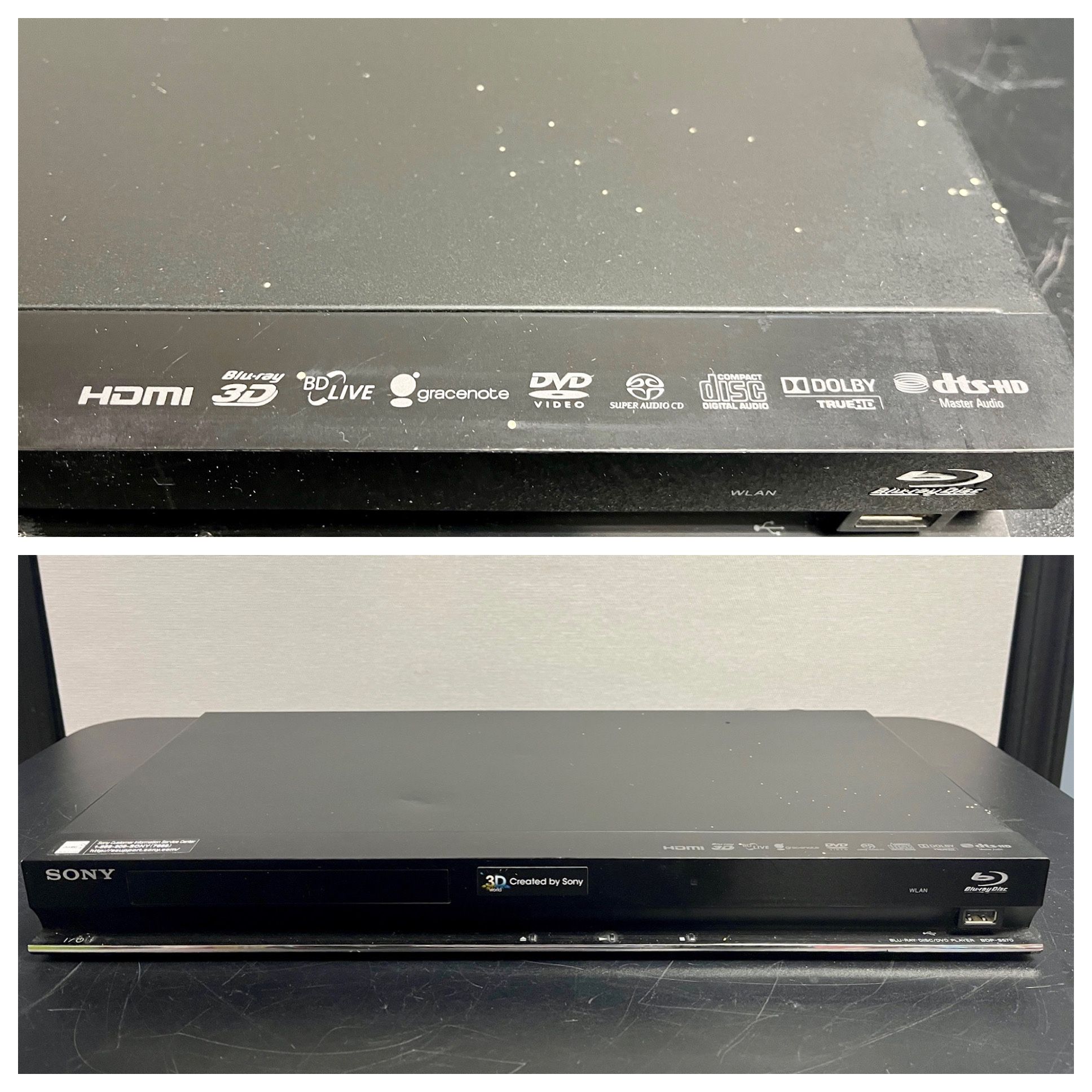 Sony BDP-S570 Internet-ready Blu-ray Disc player with built-in Wi-Fi, 3D-ready. Optional brand new, factory sealed, universal remote for $10 extra. Se