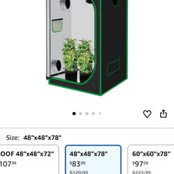 row Tent for Plants Indoor 48"x48"x78" Mylar Hydroponic Grow Tents Indoor Grow Room for Plant Fruit Flower Veg with Observation Window & Removable Wat