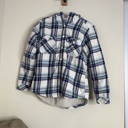S Plaid Hooded Long Sleeve Fleece