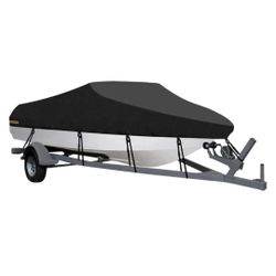 BOAT COVER ONLY Waterproof 16 ft.-18.5 ftBeam width up to 94", Black. NO STRAPS