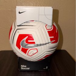 Nike Soccer Ball Strike Team Size 4 Aerowsculpt Technology White & Red NEW