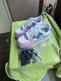 ANEFUN Roller Skate Shoes for Kids Boys Girls Sneakers with Detachable Wheels Sport Shoe Size 2