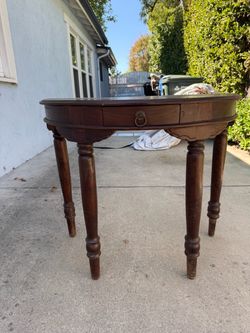 Demi-lune Wood Console Table with Drawer