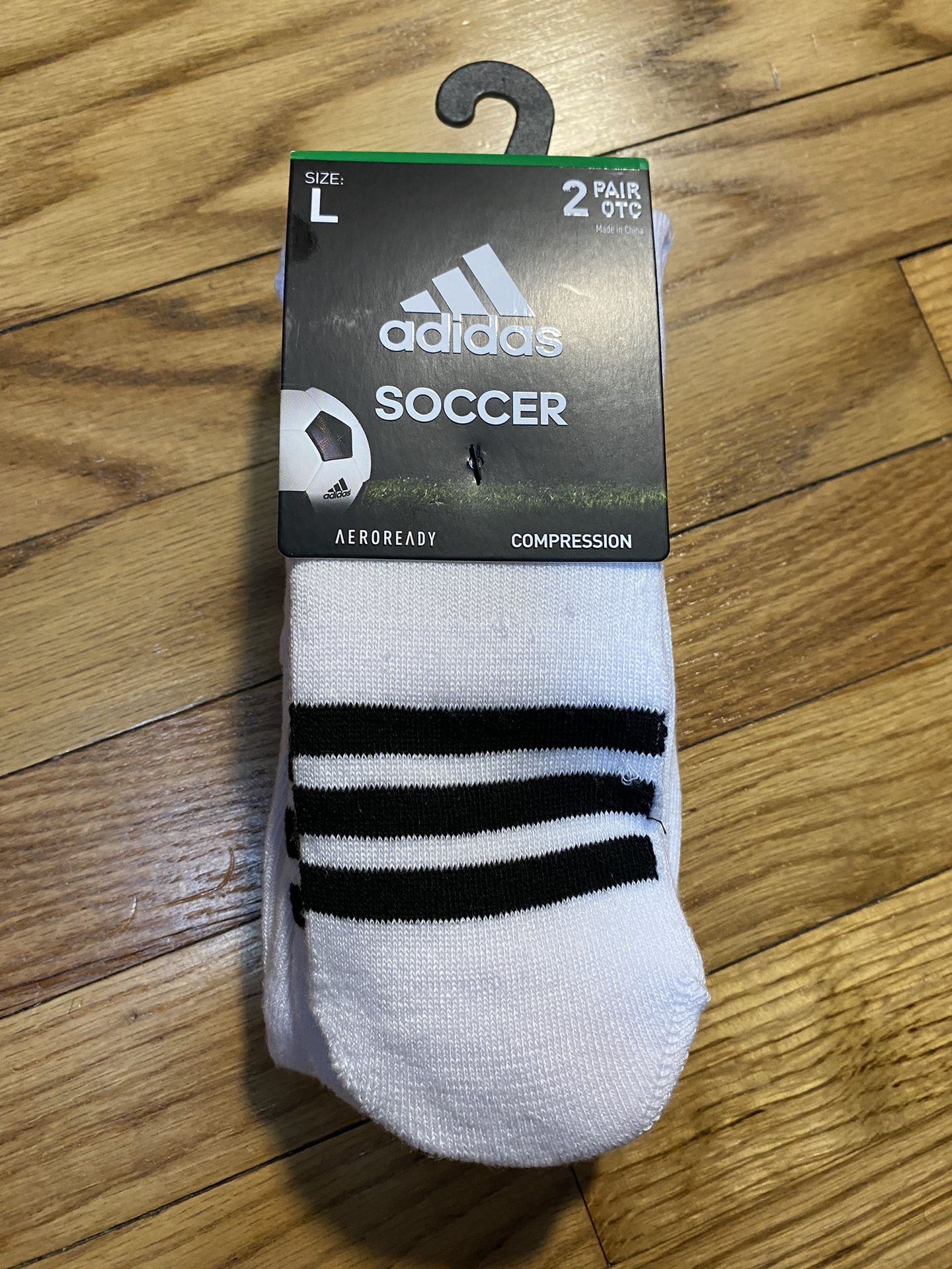 Adidas, Aeroready Soccer OTC Socks 2 Pack White Men's Sz L (9-13) New!
