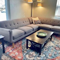 🚚FREE DELIVERY! Beautiful Mid Century Modern Grey Sectional Sofa