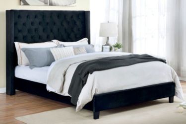 Brand New Black Velvet Queen Bed Frame (Available In California & Eastern King)