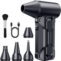 Compressed Air Duster, 110000 RPM High-Speed Electric Air Duster with Brushless Motor, 3-Speed Settings, Rechargeable Cordless Dust Blower with Fast C