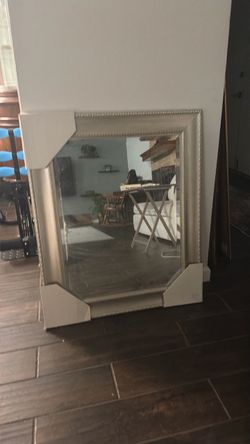 Silver Beaded Frame Wall Mirror