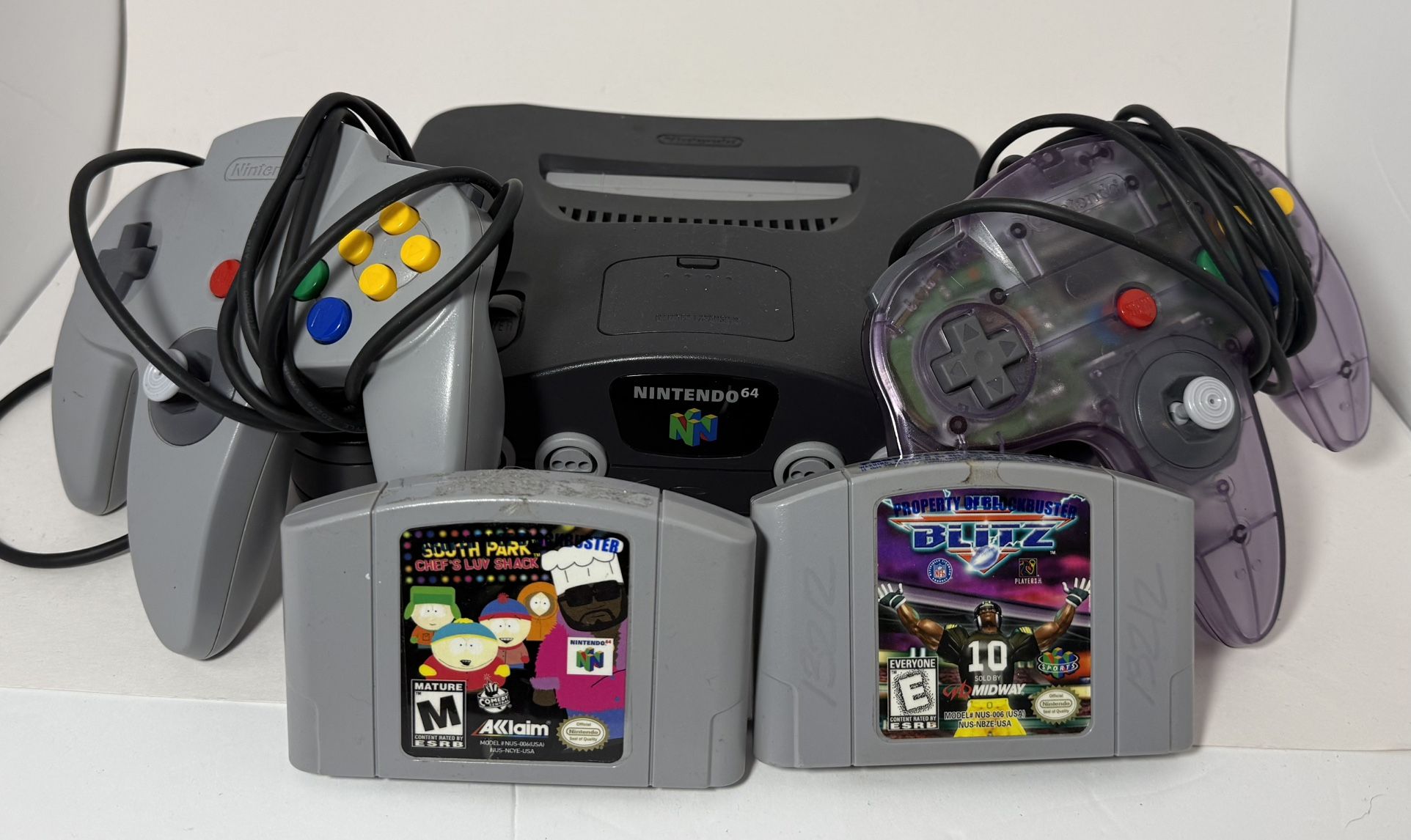 Nintendo 64 N64 Console System w/ 2 Controllers (Gray + Atomic Purple)