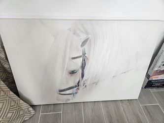 Large White Horse Canvas Wall Art