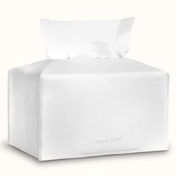 Tissue Box Cover Modern PU Leather Square Tissue Box Holder - Decorative Holder/Organizer for Bathroom Vanity Countertop, Night Stands, Office Desk & 
