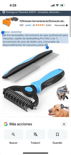 Pet Pro Deshedder, herramienta de aseo profesional para mascotas, cepillo de deshedding Pro Pets 2 en 1, herramienta de aseo de doble cara, removedor 