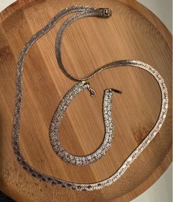 Vintage 14KGP Gold Plated Herringbone Necklace & Bracelet Set Marked 14KGP