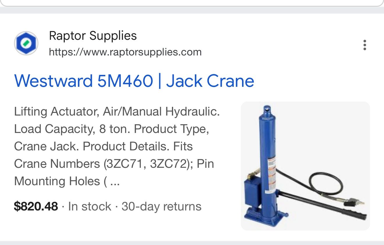 WESTWARD Crane Jack: Crane Jack, 8 ton
