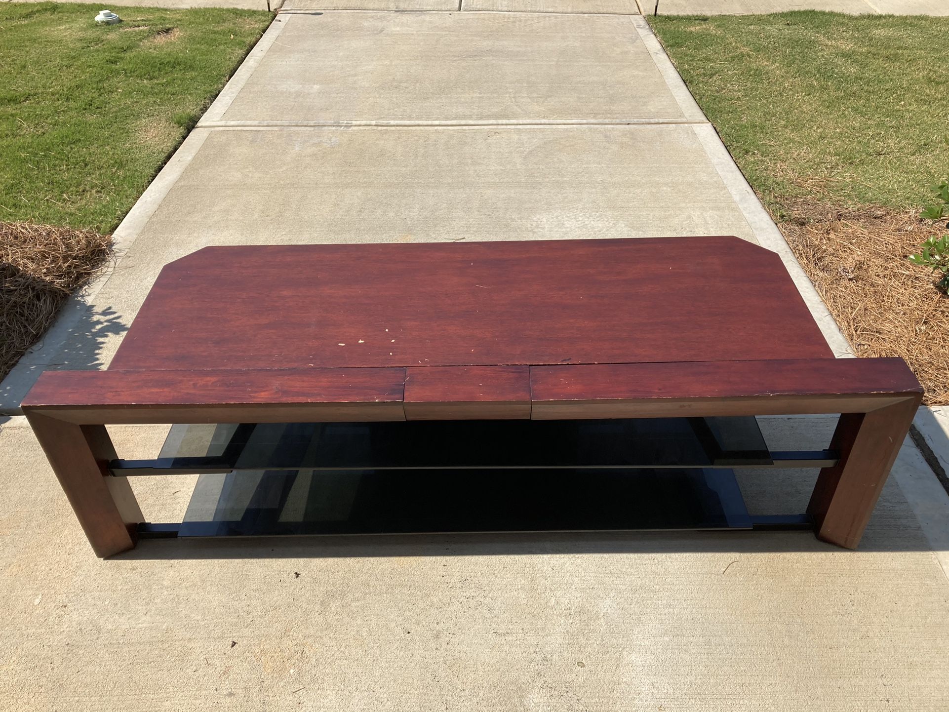 Tv Stand - Wooden + Glass Shelves - Moving Out Sale!!!