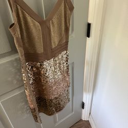 Bebe Gold Sequin Dress 