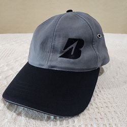 Vintage Bridgestone Golf Gray And Black Six Panel Headshots Brand Baseball Hat Cap