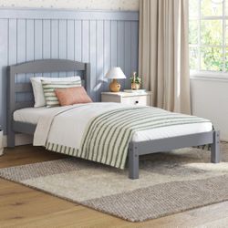Better Homes & Gardens Leighton Kids Twin Size Bed, Wood Platform Bed Frame, Gray