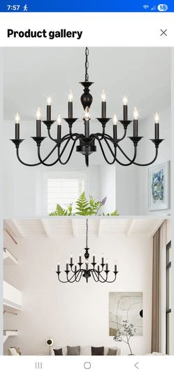 12 light black candle style chandelier