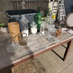 Mixed Glass Jars, Vases, and Decorative Vessels Lot