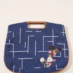 NWT Anthropologie Floral Grid Beaded Springtime Embellished Clutch Purse Strap