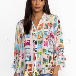 Johny Was Sekai Zedonia Stamp Print Blouse 