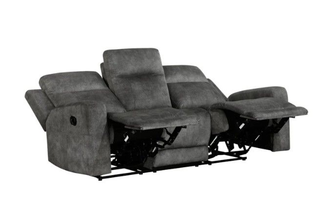Emma Grey 80" Microfiber Manual Reclining Fabric Sofa