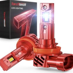 Torchbeam 74000LM H-11 H-9 Upgrade Bulbs, 6500K Cool White, 100,000 Hour Lifespan, 15X Brighter, Pack of 2   Brand Torchbeam  Light Source Type LED  C