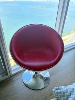 Red Leather Swivel Ball Chair retro Designer chair