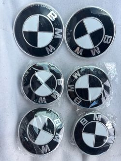 BMW center caps + the BMW hood emblem + trunk emblem